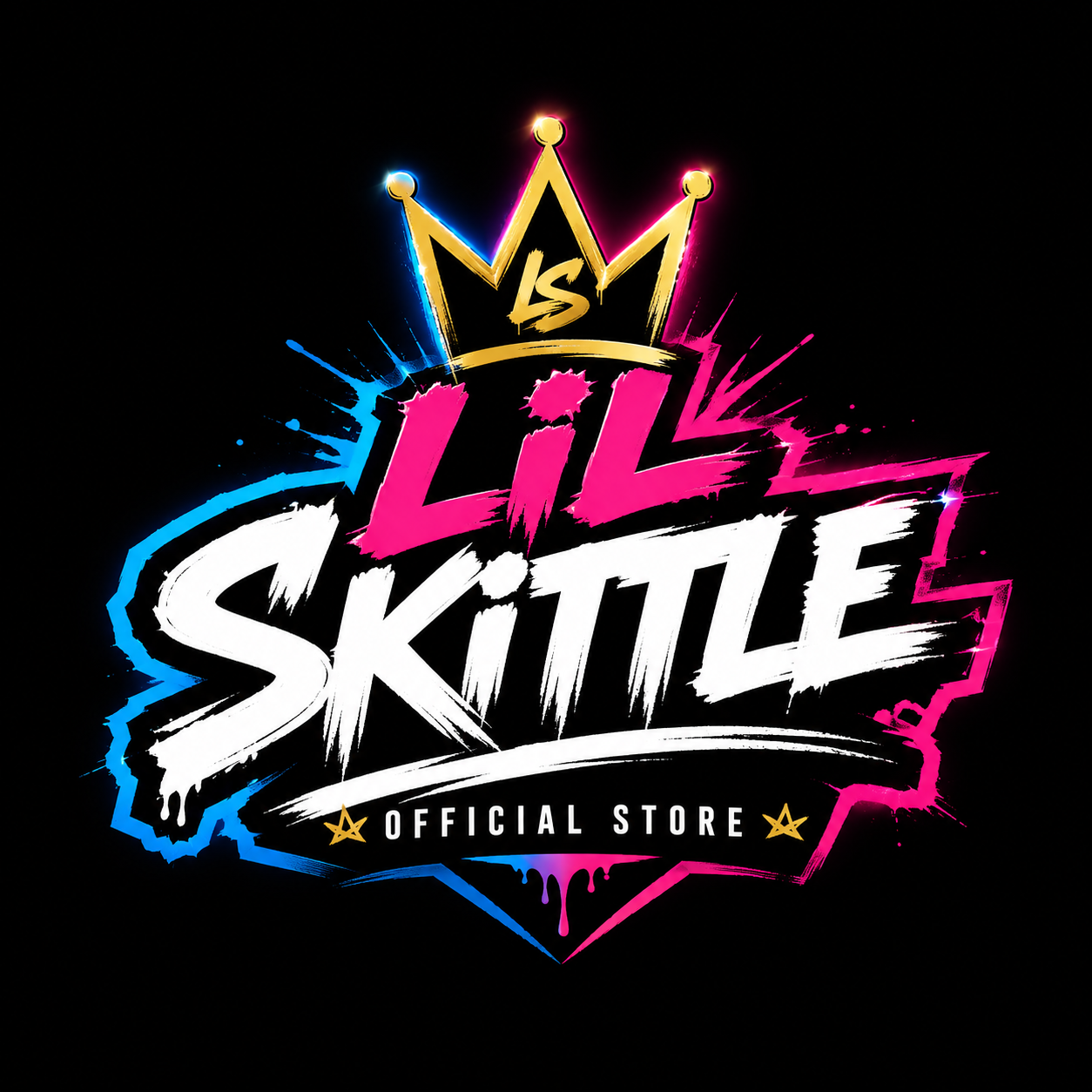 Lil Skittle official merch banner with artist branding, shirts, hoodie, and Born Different Built to Win artwork.